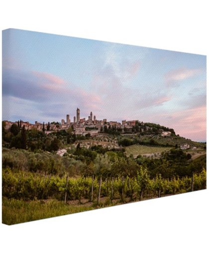 Zonsopgang wijngaard Toscane Canvas 180x120 cm - Foto print op Canvas schilderij (Wanddecoratie)