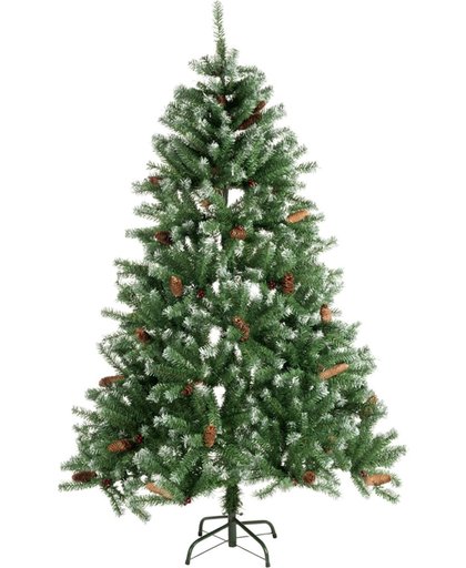 Kerstboom. 150cm 415 tips met sneeuw en dennenappels