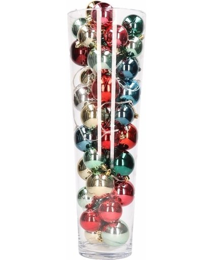 Kerst woondecoratie vaas met gekleurde kerstballen