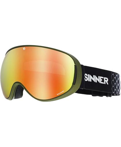 Sinner Nauders Unisex Skibril - Matte Moss Green - Dbl Fll Orng Mrr + Dbl Orng Sintec