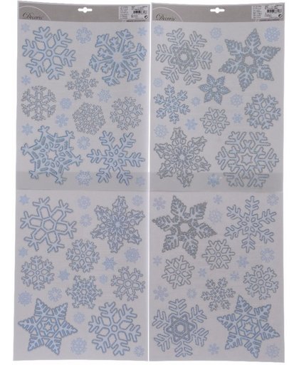 4x  Sneeuwvlokken raamsticker / kerst raamdecoratie - 30 x 46 cm