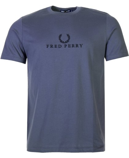 Fred Perry Embroidered Sportshirt - Maat L  - Mannen - donker grijs/zwart