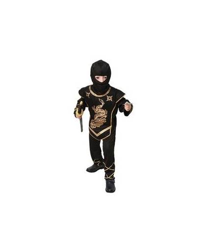 Voordelig zwarte ninja kostuum voor kinderen 120-130 (7-9 jaar)