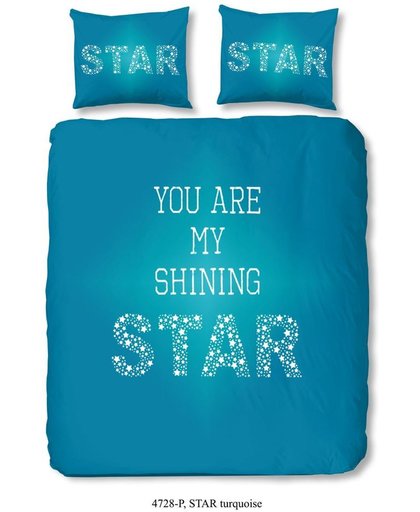 Lits jumeaux dekbedovertrek 4728-P met sterren - You are my shining star - turquoise (240x200/220 cm + 2 slopen)