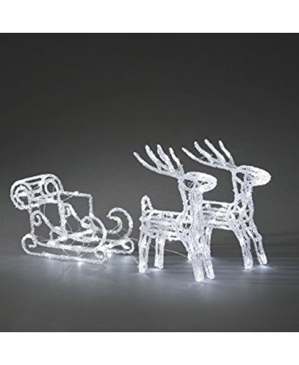Konstsmide 6192 - Verlicht kerstfiguur - 96 lamps LED rendieren met arreslee - twinkeleffect - 59x40 cm - 24V - voor buiten - koelwit