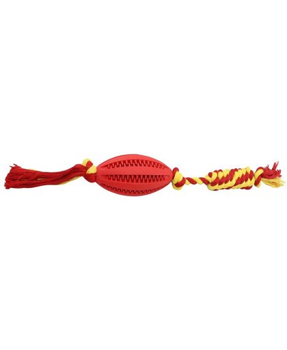 Rugby bal met touw in de kleur rode.