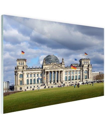 FotoCadeau.nl - Reichstag gebouw bewolkt Glas 90x60 cm - Foto print op Glas (Plexiglas wanddecoratie)