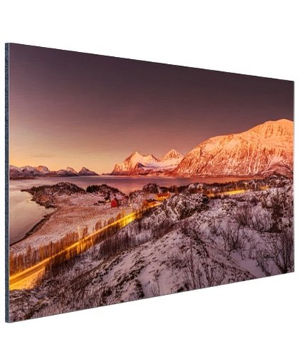 Arctische zonsondergang over Kvaloya Aluminium 180x120 cm - Foto print op Aluminium (metaal wanddecoratie)