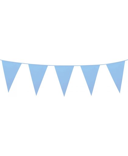 Vlaggen slinger met grote vlaggen (30-45 cm) baby blauw