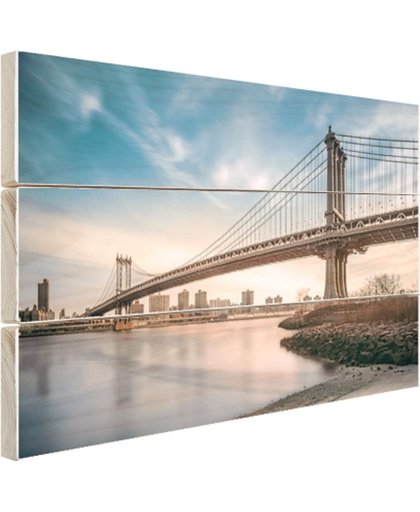 FotoCadeau.nl - Manhattan brug over de East River Hout 30x20 cm - Foto print op Hout (Wanddecoratie)