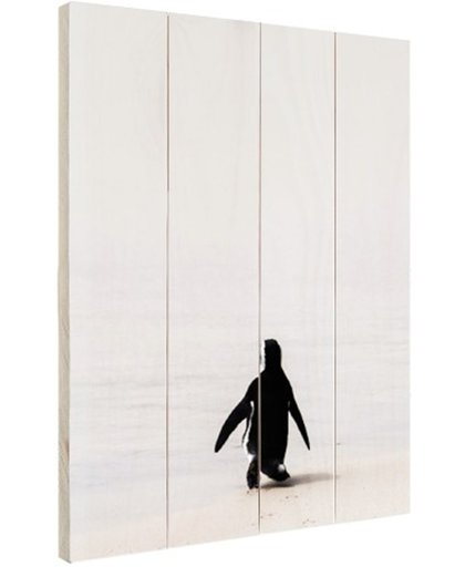 Zwartvoetpinguin minimalistisch Hout 120x160 cm - Foto print op Hout (Wanddecoratie)