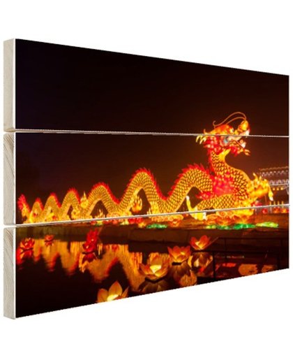 FotoCadeau.nl - Chinese lantaarndraak Hout 60x40 cm - Foto print op Hout (Wanddecoratie)
