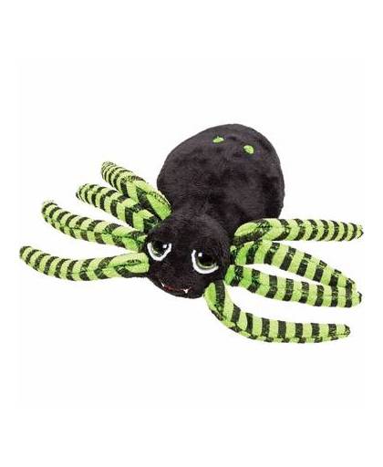 Pluche spin knuffel zwart/groen 14 cm