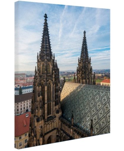 Twee Torens in Praag Canvas 120x180 cm - Foto print op Canvas schilderij (Wanddecoratie)