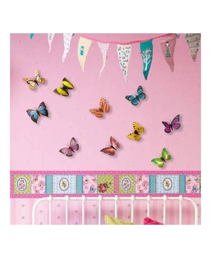 Walplus 3d decoratie sticker - 3d vlinders gekleurd