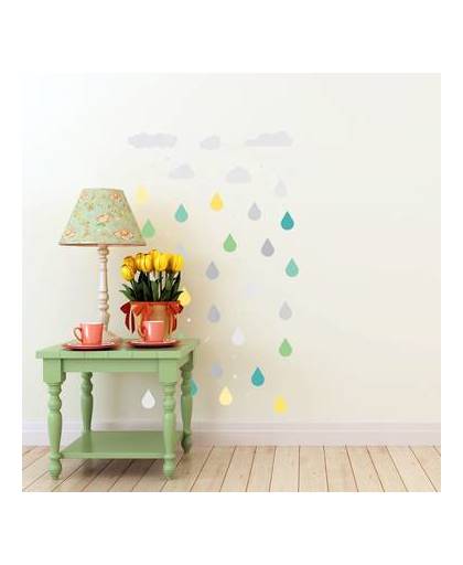 Walplus home decoratie sticker - wolken & regendruppels