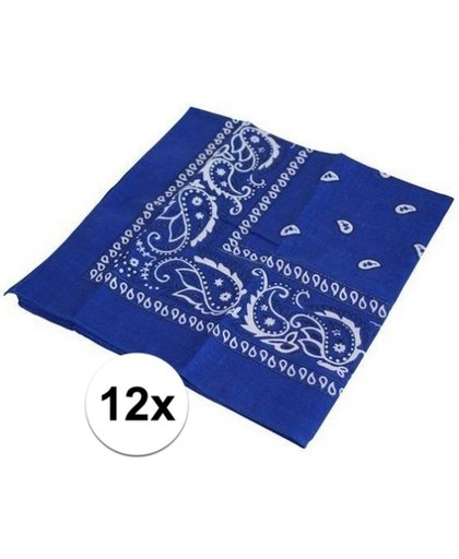 12x Blauwe boeren zakdoeken