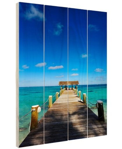 Steiger op de Bahamas Hout 120x160 cm - Foto print op Hout (Wanddecoratie)