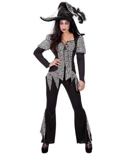 Halloween - Zwart/wit heksen kostuum voor dames 36 (S)