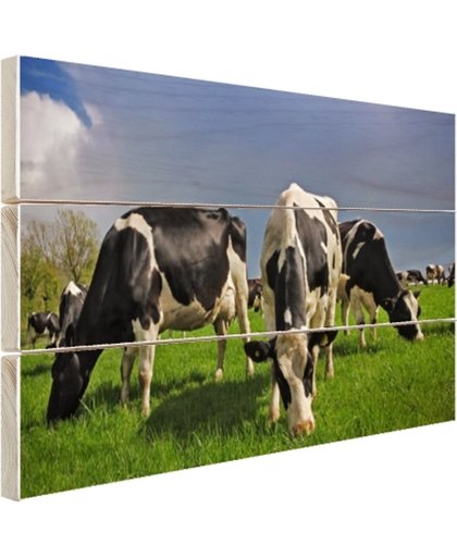 FotoCadeau.nl - Kudde grazende koeien Hout 80x60 cm - Foto print op Hout (Wanddecoratie)