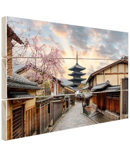 FotoCadeau.nl - Sannen Zaka Street in Japan Azie Hout 80x60 cm - Foto print op Hout (Wanddecoratie)