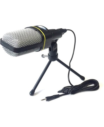 Microfoon voor PC met Standaard - AUX-Aansluiting & Kabel - Plug & Play - Perfect voor Stemopname & Studiowerk - Zwart - Tripod Voet