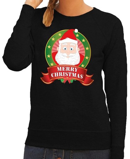 Foute kersttrui / sweater Santa - zwart - Merry Christmas voor dames XL (42)