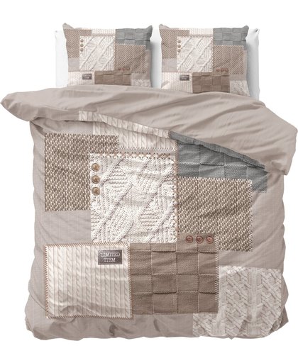 Sleeptime Knitted Home Taupe - Dekbedovertrekset - Lits-Jumeaux - 240x200/220 + 2 kussenslopen 60x70 - Taupe