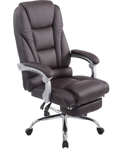 Clp Bureaustoel PACIFIC, manager stoel met armleuning, relax zetel met voetsteun, belastbaar tot 150 kg,kunstleer - bruin