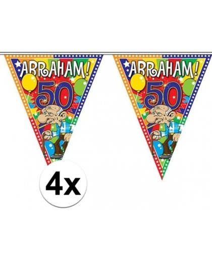 4x stuks Leeftijd versiering vlaggenlijn / vlaggetjes / slinger Abraham 50 jaar geworden thema 10 meter