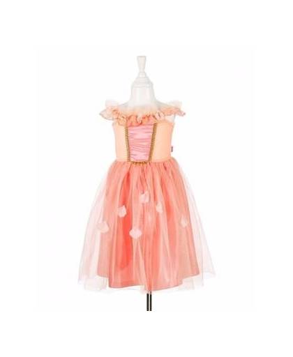 Zalmroze prinsessen jurkje met kant voor meisjes 8-10 jaar (128-140)