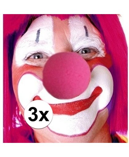 3x Ronde clowns neuzen roze