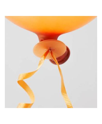 Ballon snelsluiters oranje met lint 100 stuks