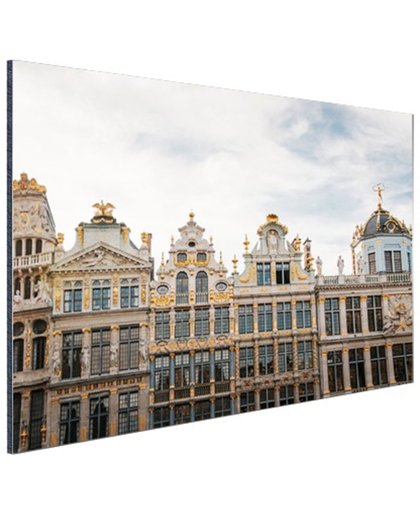 Kenmerkende huizen Brussel Aluminium 90x60 cm - Foto print op Aluminium (metaal wanddecoratie)