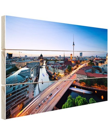 FotoCadeau.nl - Berlijn stadslandschap met tv-toren Hout 120x80 cm - Foto print op Hout (Wanddecoratie)