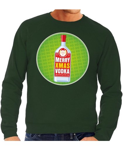 Foute kersttrui / sweater Merry Chrismas Vodka groen voor heren - Kersttrui voor wodka liefhebber S (48)
