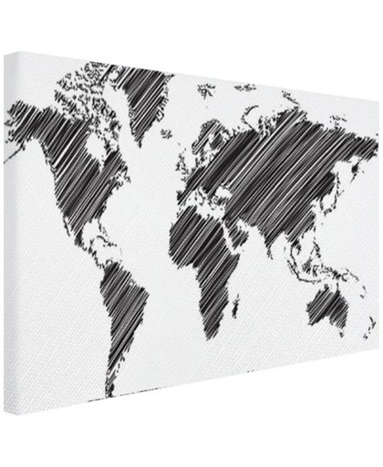 Wereldkaart met gekraste landen Canvas 120x80 cm - Foto print op Canvas schilderij (Wanddecoratie)