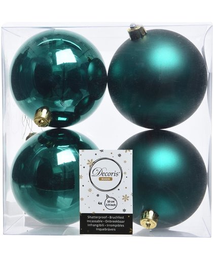8x Smaragd groene kerstversiering kerstballen kunststof 10 cm