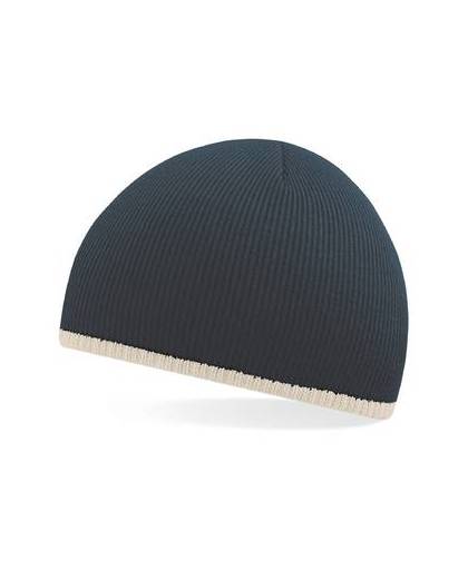 Beechfield two-tone beanie knitted hat french navy/stone