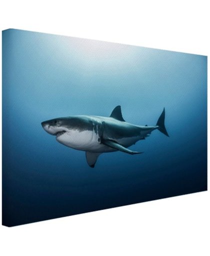FotoCadeau.nl - Zijaanzicht grote witte haai Canvas 80x60 cm - Foto print op Canvas schilderij (Wanddecoratie)