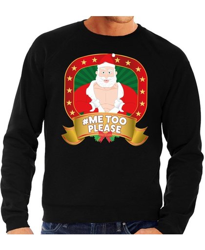 Foute kersttrui / sweater - zwart - Kerstman Hashtag Metoo discussie heren M (50)
