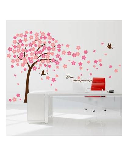 Walplus home decoratie sticker - roze kersen bloesem