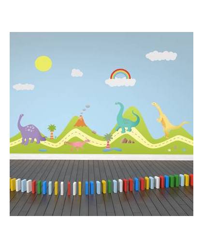 Walplus kids decoratie sticker - heuvel met dino's