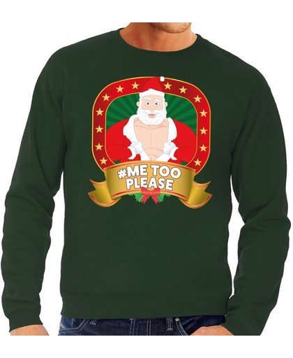 Foute kersttrui / sweater - groen - Kerstman Hashtag Metoo discussie heren M (50)