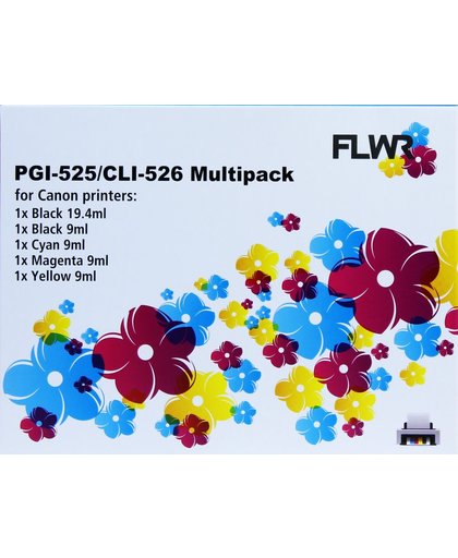 FLWR CLI-526 inktcartridges - 5-pack zwart en kleur (compatible) - Geschikt voor Canon