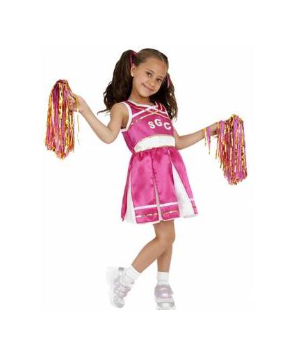 Roze cheerleader meisjes kostuum 130-143 (7-9 jaar)