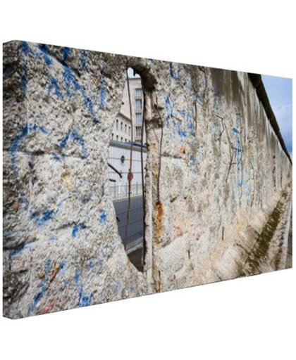 Berlijnse muur met gat Canvas 180x120 cm - Foto print op Canvas schilderij (Wanddecoratie)