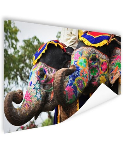 FotoCadeau.nl - Twee beschilderde olifanten Poster 120x80 cm - Foto print op Poster (wanddecoratie)