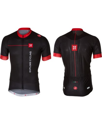 Castelli 3T Team - Fietsshirt - Korte Mouw - Heren - Maat S - Zwart/Rood