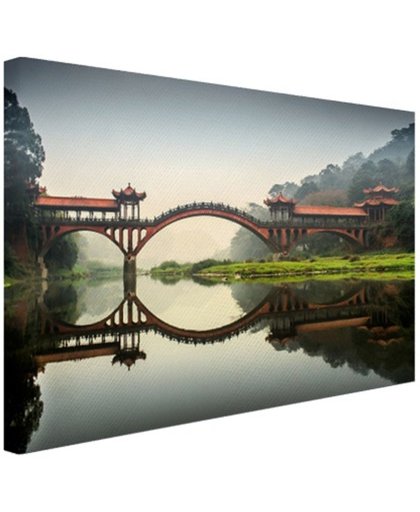 FotoCadeau.nl - Chinese brug Canvas 80x60 cm - Foto print op Canvas schilderij (Wanddecoratie)